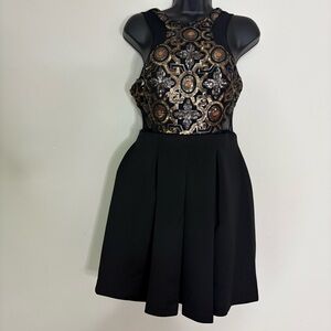 Faviana Black and Gold Cocktail/Homecoming Dress - Size 4 - NWT